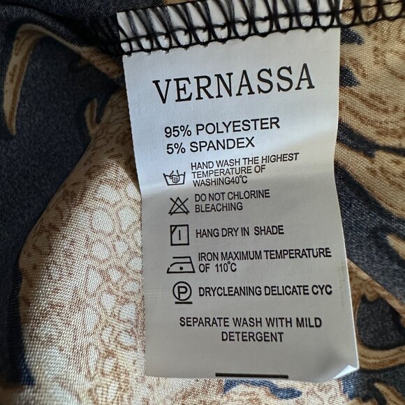 New in package Vernassa size XXL women’s blue gold wrap tie silky robe with belt - Picture 7 of 8